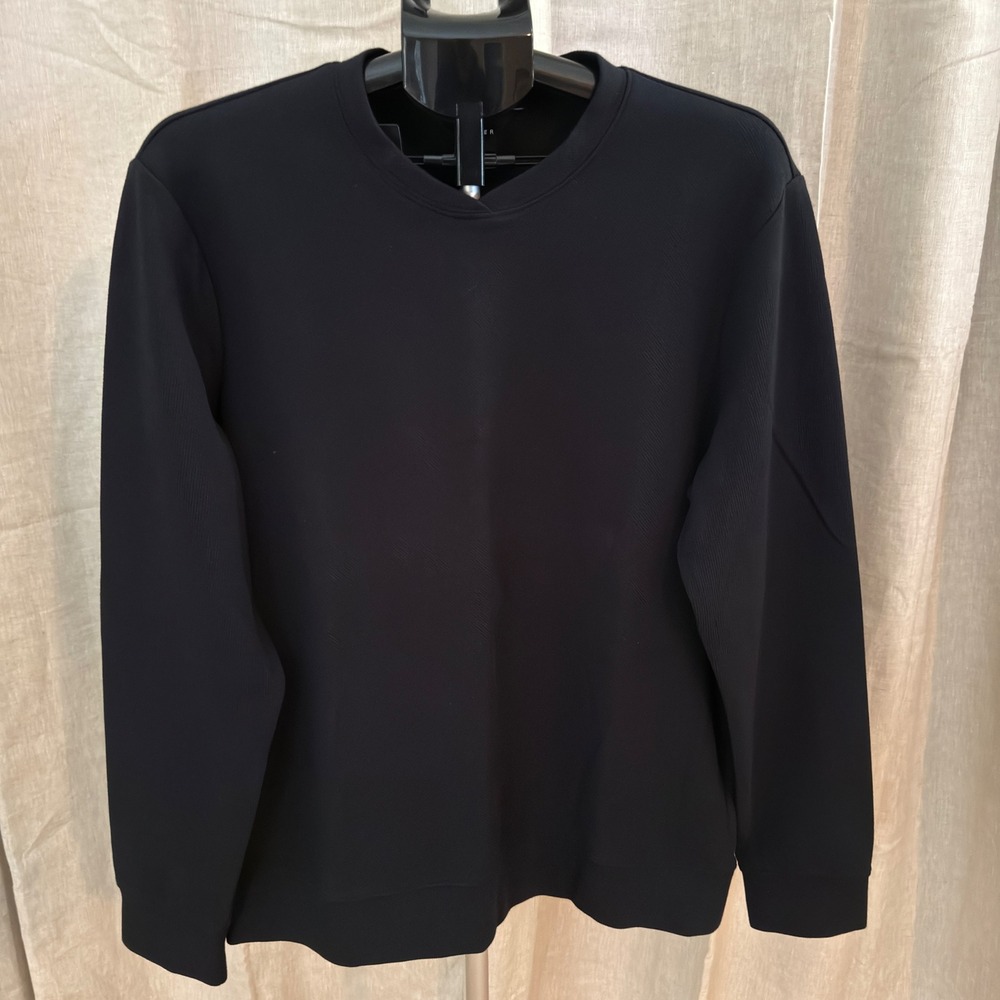AETHER Marshall Pullover Mens L Black Onyx Italian Jersey Sweatshirt MF1782 NWT